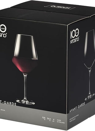 Krosno Crystal Red Wine Glasses | Set of 4 | 24.7 oz | Avant-garde Collection | Ideal for Home, Restaurant and Party | Dishwasher Safe | Lead-Free Crystal Glass
