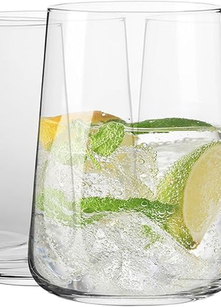 Krosno Glasses for Water, Juices and Other Drinks | Elegant Design | Set of 4 | Capacity 16.6 fl oz | Infinity Collection | Ideal for Home, Restaurant, Parties | Dishwasher Safe