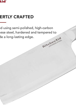 KitchenAid Gourmet Forged Triple Rivet Cleaver Knife with Custom Fit Blade Cover, 6 inch, Sharp Kitchen Knife, High Carbon Japanese Stainless Steel Blade, Meat Cleaver, Black