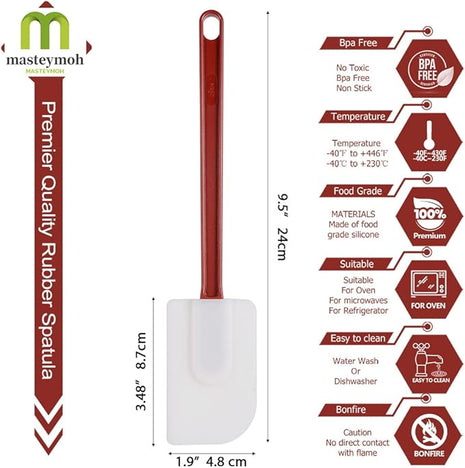 Flexible Rubber Spatulas, Silicone Spatula Set, Soft Rubber Spatula Scraper 9.5 Inches, Commercial Spatula, Silicone Scraper Spatula,Spatulas Set Resistant to 500℉ (2 Scrapers 9.5")