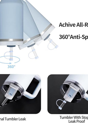 Silicone Spill Stopper Set Compatible with Stanley Cup 2.0 30oz & 40oz with Straw Cover (Set of 2, Chambary)