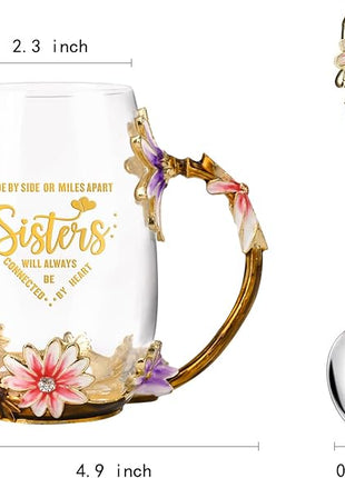 OEAGO Sisters Gifts from Sister for Women Elegant Tea Cup Unique Christmas Birthday Gifts for Sister, Little,Big,in Law