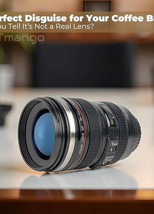 Camera Lens Coffee Mug with Clear Lid – Unique Realistic Lens Cup Replica, Gift for Photography Lovers