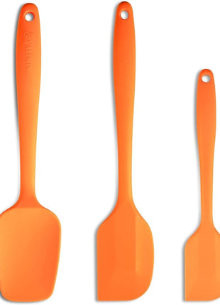 Silicone Spatula 3-piece Set, Ergonomic Handle High Heat-Resistant Spatulas, Non-stick Rubber Spatulas with Stainless Steel Core, Orange