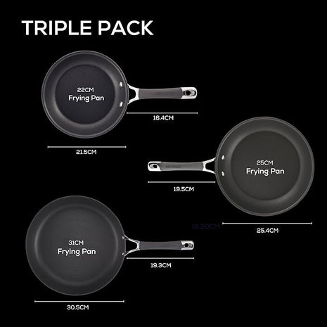 Circulon Radiance Hard Anodized Nonstick Frying / Fry Pan Set / Skillet Set - 8.5 Inch, 10 Inch, and 12.25 Inch , Gray