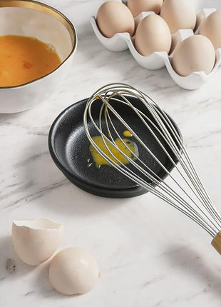 LE TAUCI Ceramic Spoon Rest, 4.8 Inch Spoon Rest for Stove Top, Spoon Holder for Kitchen Counter, Coffee Spoon rest, Utensil Rest for Cooking, Set of 4, Crude Black