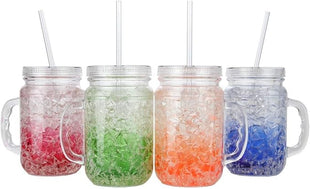 Lily's Home Old Fashion Drinking Glasses at BBQs and Parties, Clear with Assorted Color Accents (With Lids and Straws)