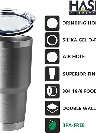HASLE OUTFITTERS 30oz Stainless Steel Tumbler, Double Wall Vacuum Insulated Travel Mug Tumbler, Durable Insulated Coffee Mug, Gift Box Set (Grey, 8)