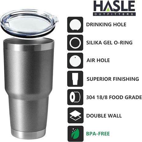 HASLE OUTFITTERS 30oz Stainless Steel Tumbler, Double Wall Vacuum Insulated Travel Mug Tumbler, Durable Insulated Coffee Mug, Gift Box Set (Grey, 4)
