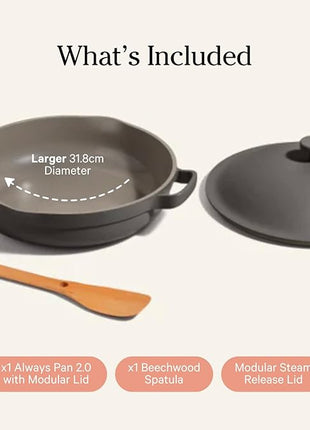 Our Place Large Always Pan 2.0-12.5” (4 Qt) Nonstick, Toxin-Free Ceramic Cookware | Patented 10-in-1 Aluminum Frying & Sauté Pan | Safe for Oven, Induction & All Cooktops up to 450°F | Char