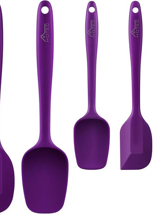 HOTEC 600℉ Heat Resistant BPA-Free Silicone Rubber Spatula Set for Baking, Cooking, and Mixing Non Stick Dishwasher Safe, Purple Set of 5