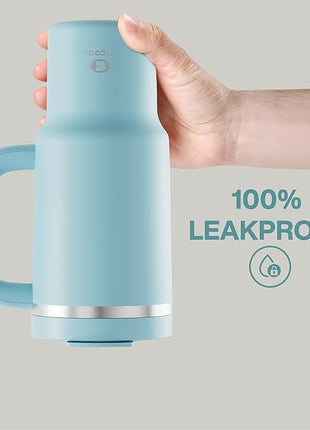 ENCOOL 32 oz Tumbler with Handle and Straw: Stainless Steel Insulated Tumbler Keeps Cold for 24 Hours, Leakproof Travel Cup Fits in Cup Holder and BPA-Free,Pewter Blue