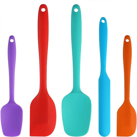 5 Piece Silicone Spatula Set - Rubber Spatula - 600°F Heat Resistant Baking Spoon & Spatulas (Multicolor-5)