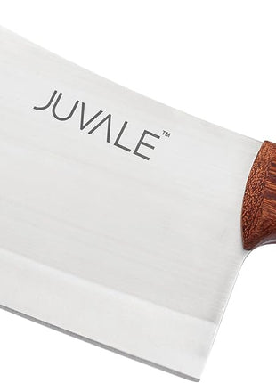 Juvale Meat Cleaver - 8-Inch Stainless Steel Blade, Wood Handle - Heavy-Duty Butcher Knife & Bone Cleaver for Beef Brisket, Meat Cutting & Chopping - Chopping Knife
