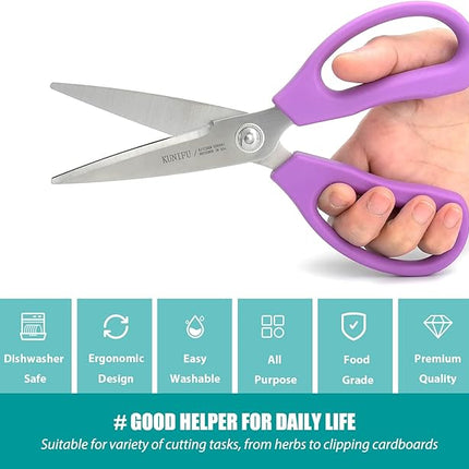 KUNIFU Kitchen Scissors, All Purpose Kitchen Shears, Heavy Duty Come Apart Scissors Gadgets Utensils - Black