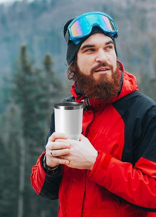 HASLE OUTFITTERS 30oz Stainless Steel Tumbler, Double Wall Vacuum Insulated Travel Mug Tumbler, Durable Insulated Coffee Mug, Gift Box Set （Glacier, 8