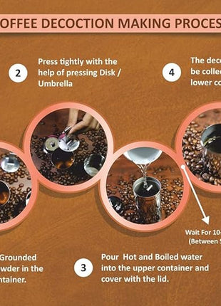 PAJAKA South Indian Filter Coffee Maker 2-4 Cup Mug Madras Kaapi Kappi Drip Decoction Maker Brewer Dripper Stainless Steel Medium Size (200 ML) | Pour Over Coffee Makers for Home & Kitchen