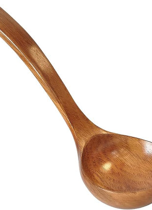 FJNATINH Wooden Soup Ladle with Long Handle Handmade Wooden Spoons for Cooking Kitchen Cookware Utensil