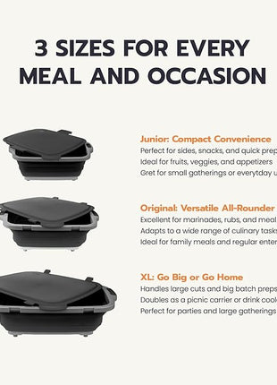 Drip EZ Collapsible BBQ Prep Tub - For Meal Prep Marinating Food Storage - Includes Cutting Board & Locking Lid - (1) XL - Orange