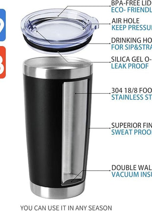 HASLE OUTFITTERS 20oz Tumblers Stainless Steel Mugs with Lid Double Wall Vacuum Insulated Coffee Cups for Cold & Hot Drinks (20oz-Mix, 12 Pack)