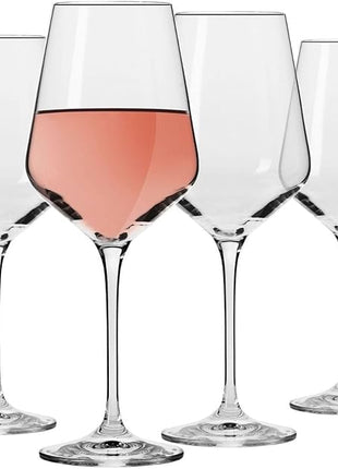 Krosno Large White Wine Glass | Set of 4 | 13.2 oz | Avant-garde Collection | Perfect for Home, Restaurants and Parties | Dishwasher Safe | Lead-Free Crystal Glass