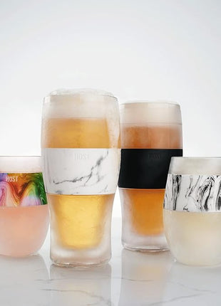 Host Freeze, Frozen Mugs, Freezable Pint Set, Beer Keep Your Drinks Cold, Double Walled Insulated Glasses, Tumbler for Iced Coffee, 16oz, Set of 2, Marble