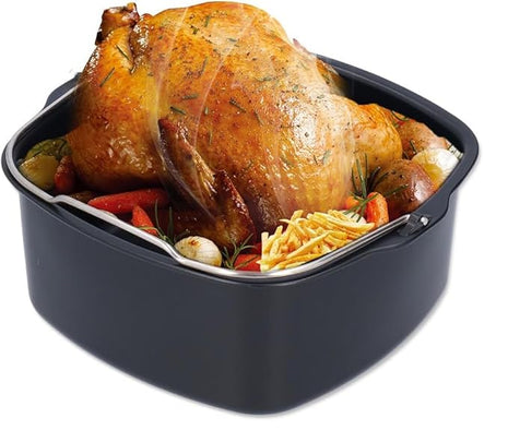 Air Fryer Accessory, 7in/8in Nonstick Air Fryer Cake Barrel, Pizza Bread Baking Pan for 3.8QT-8QT Standard Deep Fryers, Dishwasher Safe (8 inch)