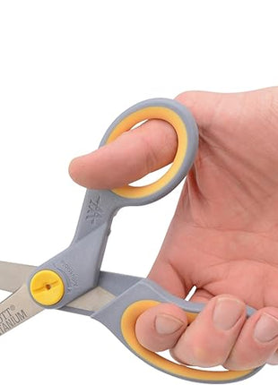 Westcott 8-Inch Titanium-Bonded Scissors with Adjustable Glide Feature for Office and Home - Gray/Yellow, 2-Pack