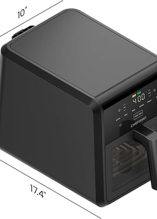 Chefman Air Fryer TurboFry 7-Qt, 6-in-1 High-Powered 450°F Cooking for Crispier Results, Compact Space-Saving Design, Air Fry, Bake, Broil, Reheat, Dehydrate, Defrost, Fast & Even Cooking – Black