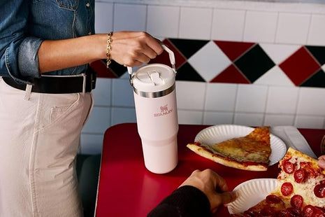 Stanley IceFlow Flip Straw Tumbler with Handle 30 oz | Twist On Lid and Flip Up Straw | Leak Resistant Water Bottle | Insulated Stainless Steel |BPA-Free | Rose Quartz