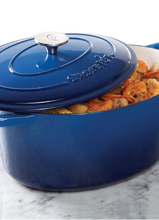 Crock-Pot Artisan Enameled Cast Iron Oval Dutch Oven, 7-Quart, Sapphire Blue
