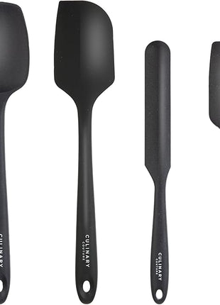 4-Piece Black Baking Spatula Set - Holiday Baking Essentials, Rubber Spatulas Silicone Heat Resistant, BPA-Free - Spatula Set for Nonstick Cookware - Silicone Baking Utensils
