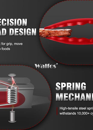 Walfos Kitchen Tongs - 7" 9" and 12" Heat Resistant Cooking Tongs, Stainless Steel and BPA Free Silicone Tips, Great for Cooking, Salad, Grilling, Turning, Dishwasher safe,set of 3