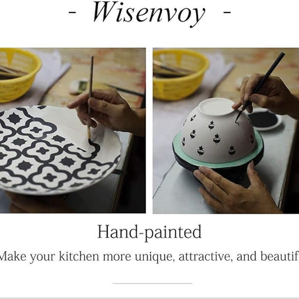 Wisenvoy Dinnerware Set - Ceramic Plates and Bowls for 4 - Stoneware Dish Set