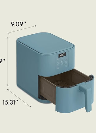 bella 6 Qt Slim Air Fryer, Fits-anywhere™ Kitchenware, EverGood™ Ceramic Nonstick Coating, Adjustable Temperature, 6 Preset Cooking Options, 60 Min Auto Shutoff w Audible Tone, 5lb Capacity, Surf