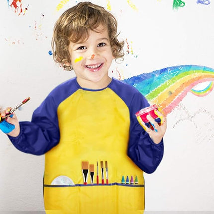 CUBACO Kids Painting Apron, 2pcs Waterproof Art Smocks For Child 3-8 Years, Kids Smocks for Painting Aprons with Long Sleeve