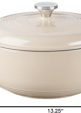 Lodge 6 Quart Enameled Cast Iron Dutch Oven with Lid – Dual Handles – Oven Safe up to 500° F or on Stovetop - Use to Marinate, Cook, Bake, Refrigerate and Serve – Sandalwood