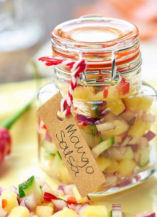 SPANLA Spice Jars, 24 Pack 4oz Small Glass Jars with Airtight Hinged Lid, With 24 Spice Labels & Silicone Funnels, Airtight Glass Jars for Spices, Condiments Herb Seasoning Art Craft Storage