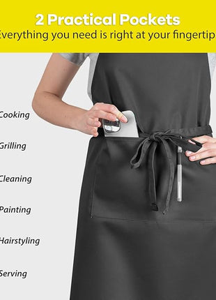 ROTANET Extra Large Apron for Men Adjustable Bib Aprons with 2 Pockets Cooking Kitchen Women Chef Water & Oil Resistant
