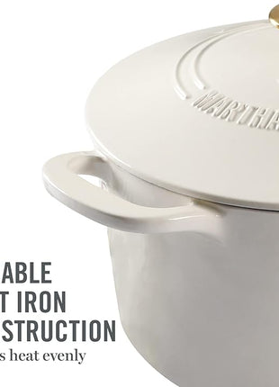 MARTHA STEWART Gatwick 7-Quart Enamel Cast Iron Dutch Oven – Martha Blue – Heavy-Duty Dutch Oven for Slow Cooking, Braising & Baking