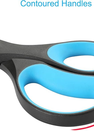 LIVINGO 2 Pack 8" Titanium Non-Stick Scissors, Professional Stainless Steel Comfort Grip, All-Purpose, Straight Office Craft Scissors for DIY(Blue/Black)