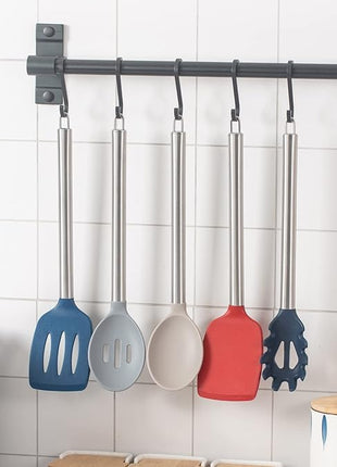 COOK WITH COLOR Silicone Cooking Utensils, Kitchen Utensil Set, Easy to Clean Silicone Kitchen Utensils, Cooking Utensils for Nonstick Cookware, Kitchen Gadgets Set, 5 Pieces, Red