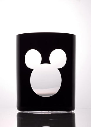JoyJolt Disney Luxury Mickey Mouse Double Old Fashioned Whiskey Glasses. 2x European Crystal Bar Glasses. Premium Xmas Disney Stuff, Gifts and Cups. 12oz Black Drinking Glasses, Disney Tumbler