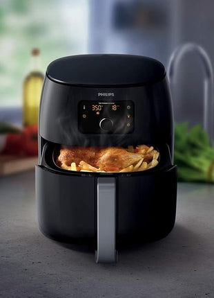 Philips Premium Airfryer XXL, Fat Removal Technology, 3lb/7qt, Rapid Air Technology, Digital Display, Keep Warm Mode, 5 Cooking Presets, HomeID App, Family Sized, Black (HD9650/96)