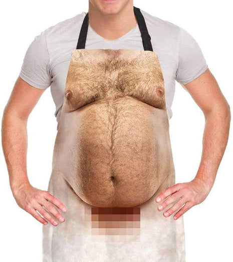 Funny Men Cooking Grilling Aprons Belly BBQ Funny Gag Gifts for Christmas, White Elephant Gift Exchange