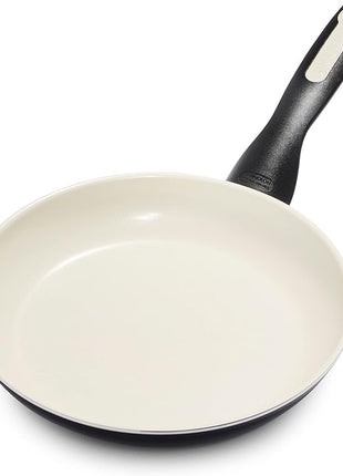 GreenPan Rio Healthy Ceramic Nonstick 8" Frying Pan Skillet, Soft Grip Handle, Breaktfast Meal Set, PFAS-Free, Dishwasher Safe, Oven Safe, Black