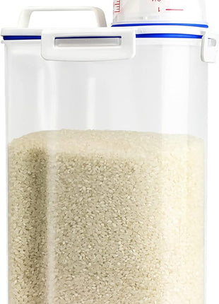 Rice Storage Container, 3 to 5Lbs Dry Food Airtight Container, Pet Dog Cat Food Canister, BPA Free Clear Plastic Kitchen and Pantry Organization Bin for Oatmeal, Grain, Cereal, Pasta, Flour