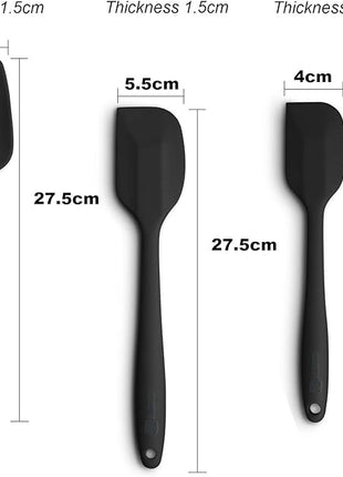 Silicone Spatula 3-piece Set, Ergonomic Handle High Heat-Resistant Spatulas, Non-stick Rubber Spatulas with Stainless Steel Core, Black