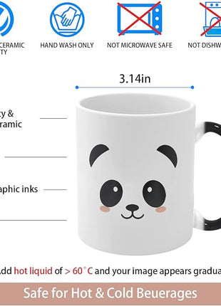 Heat Changing Mug, Funny Panda Color Changing Ceramic Coffee Mug,11 oz Heat Sensitive Magic Cup Xmas Gift for Mom Sisters Girlfriends Friends, Cute Birthday Christmas Gift for Women Men Kids