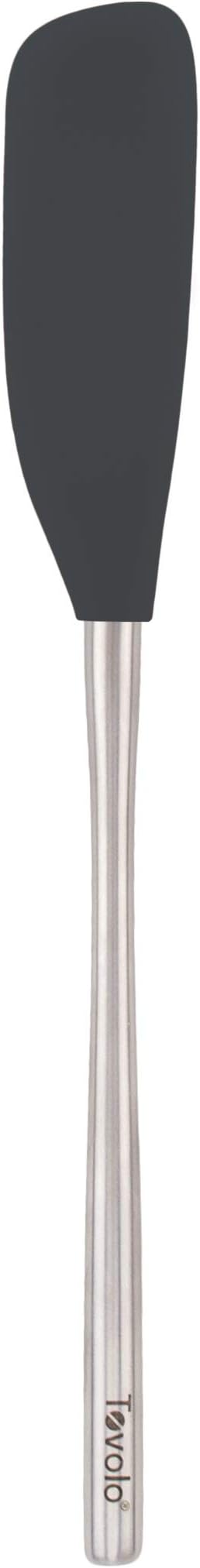 Tovolo Jar Spatula Silicone Long Stainless Steel Handle Scraper Spatula Charcoal Gray, Jar Scraper Heat Resistant Dishwasher Safe BPA Free Kitchen Utensil for Scraping Spreading Jelly Peanut Butter